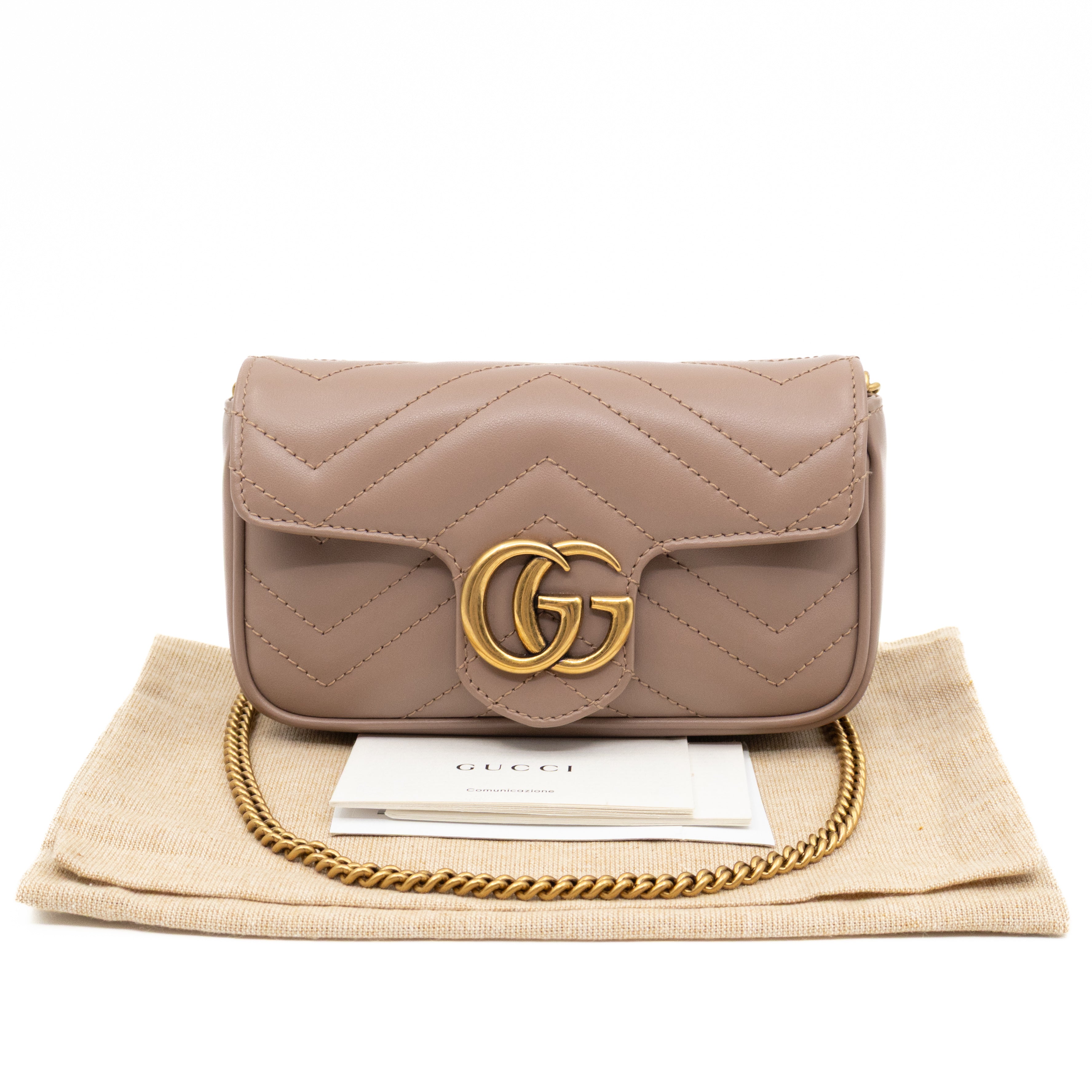 GG Marmont Super Mini Flap Bag Dusty Pink Leather