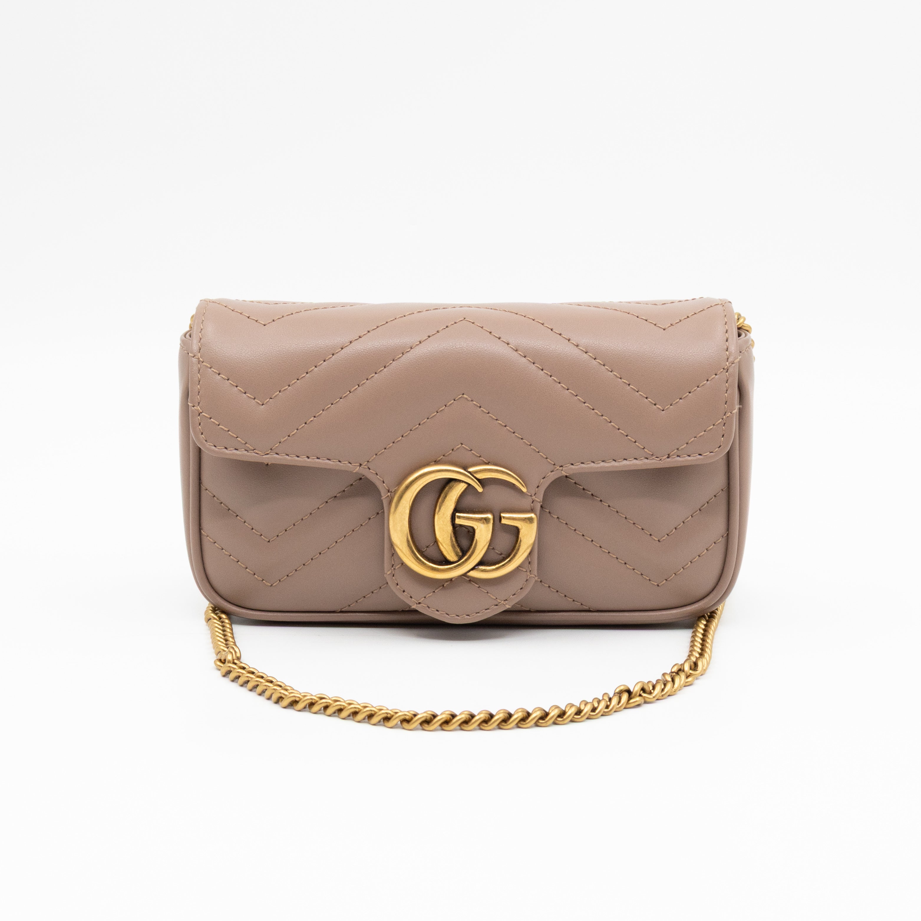 GG Marmont Super Mini Flap Bag Dusty Pink Leather