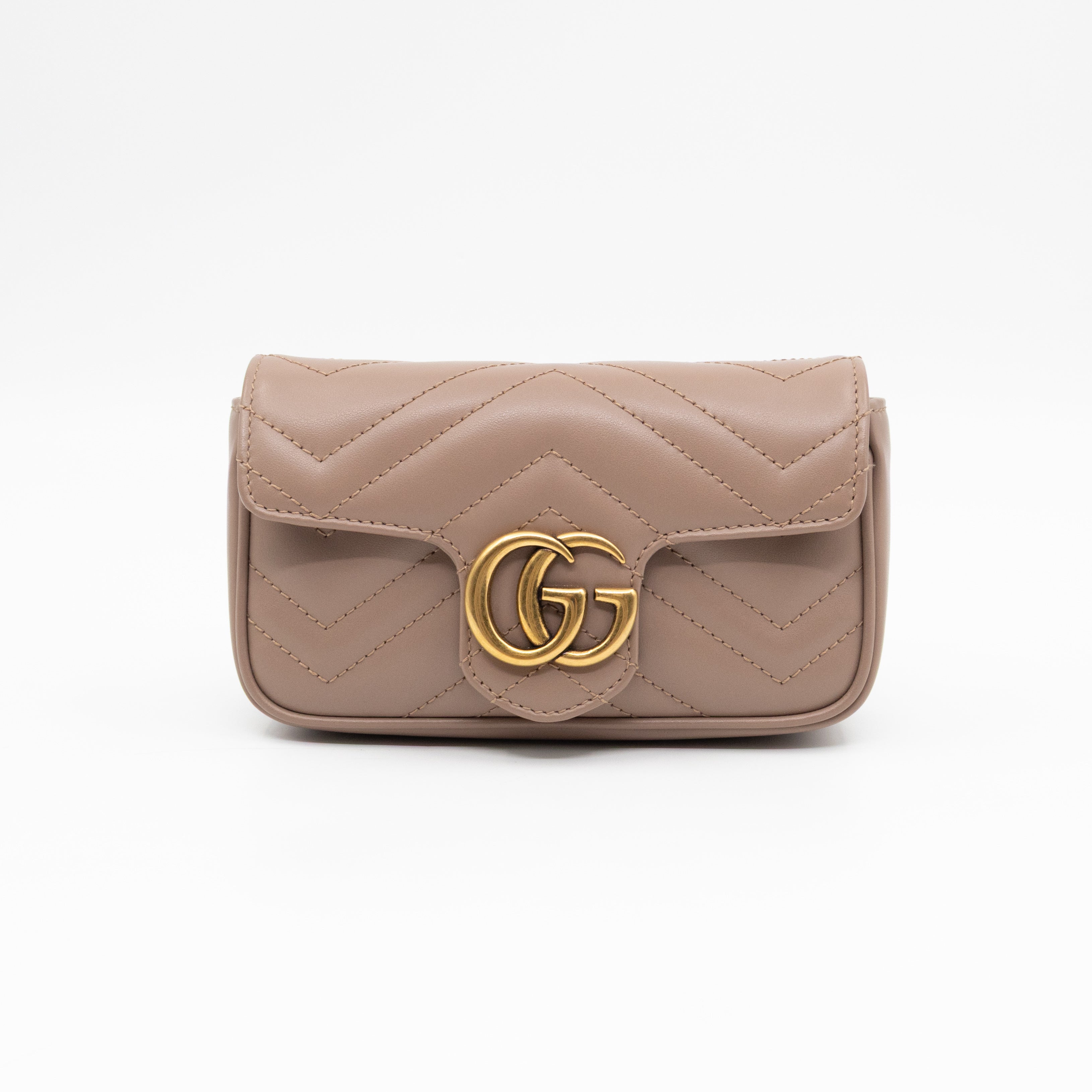 GG Marmont Super Mini Flap Bag Dusty Pink Leather