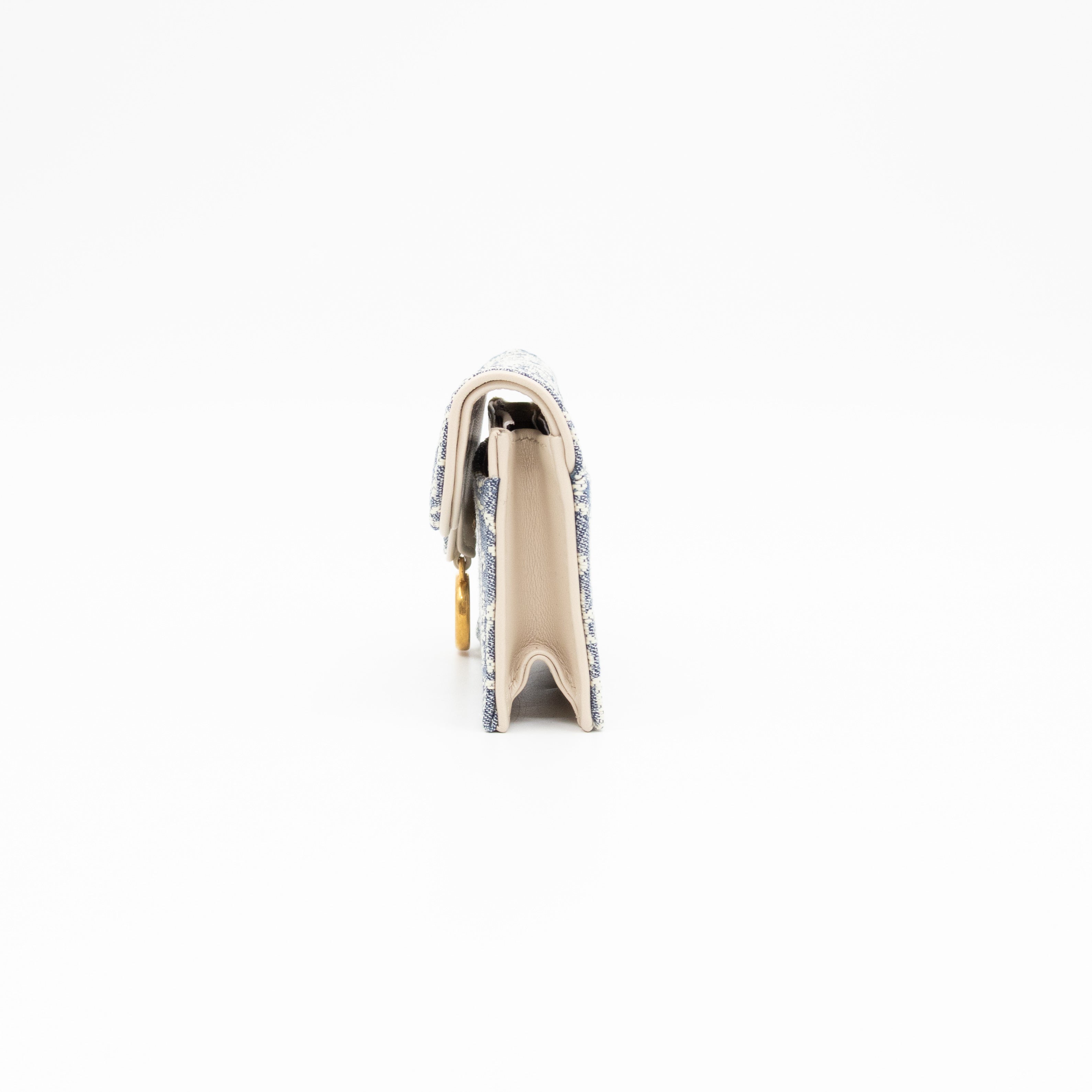 Saddle Bloom Card Holder Blue Denim Dior Oblique Jacquard