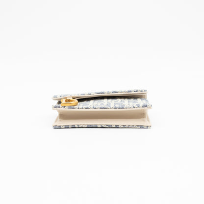 Saddle Bloom Card Holder Blue Denim Dior Oblique Jacquard