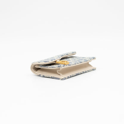 Saddle Bloom Card Holder Blue Denim Dior Oblique Jacquard