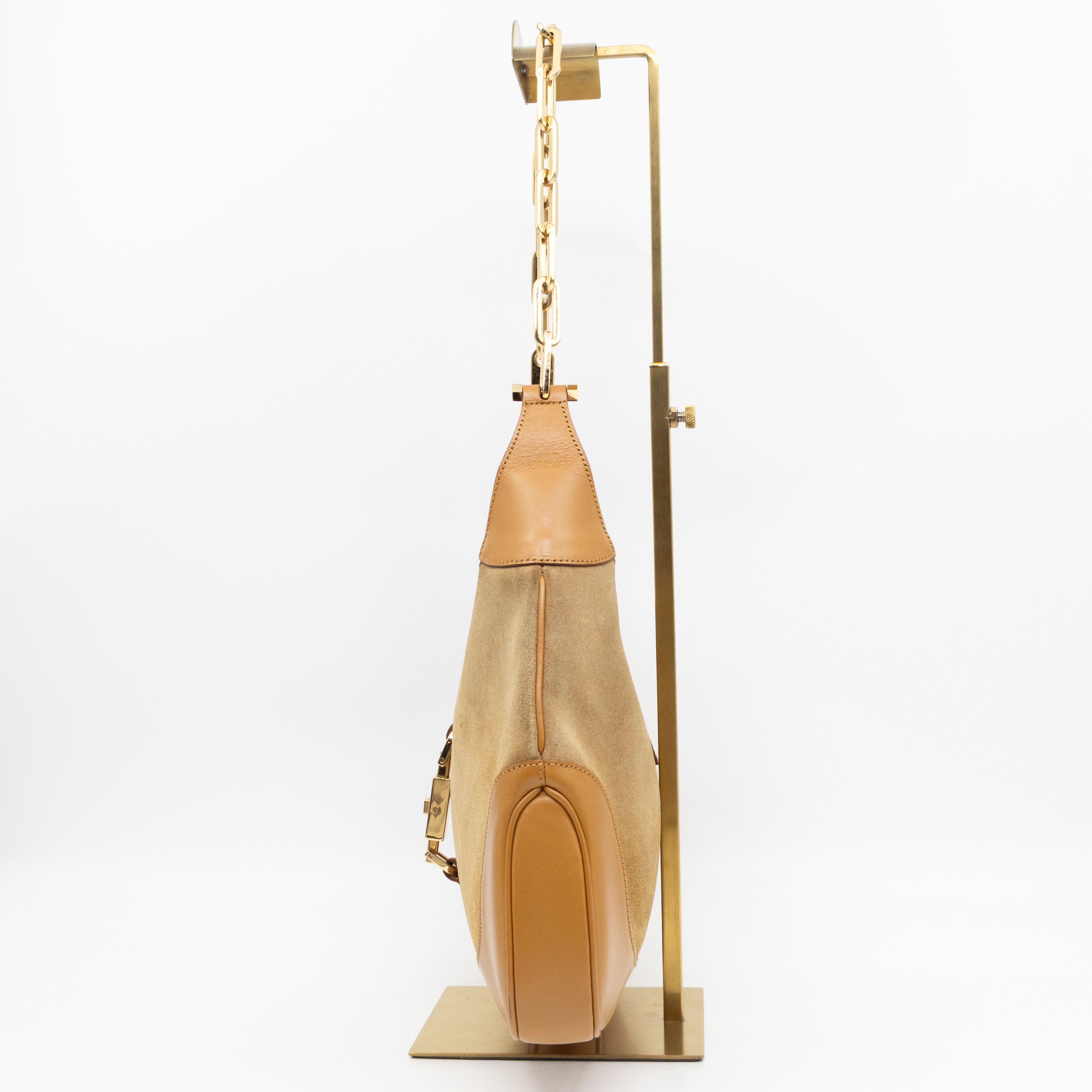 Jackie Chain Bag Beige Suede Leather