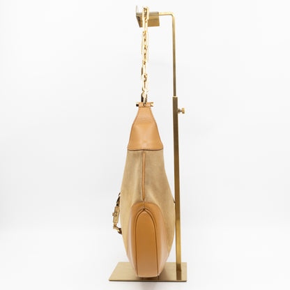 Jackie Chain Bag Beige Suede Leather