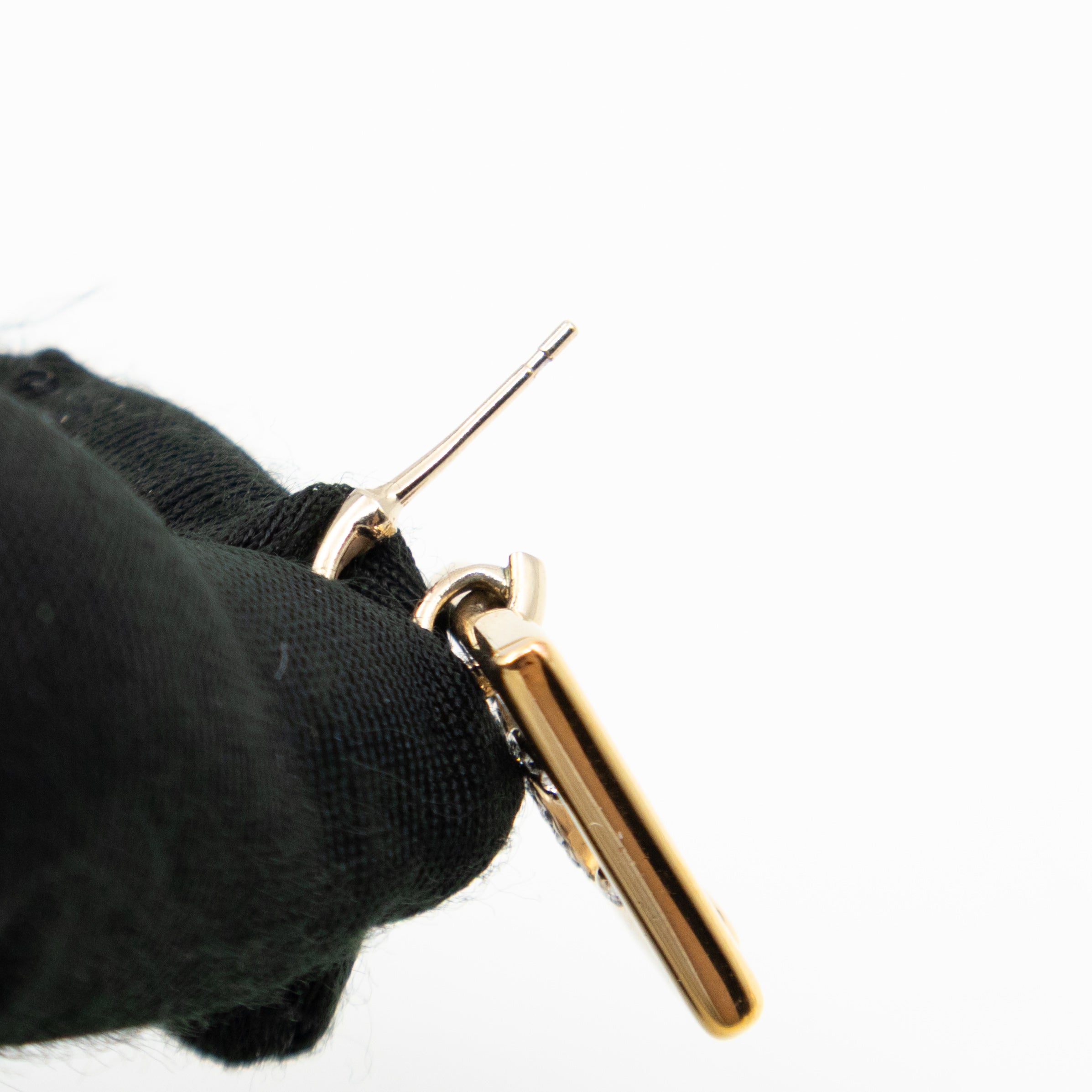 CC in Square Crystal Dangle Earrings Gold