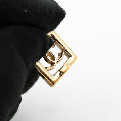 CC in Square Crystal Dangle Earrings Gold