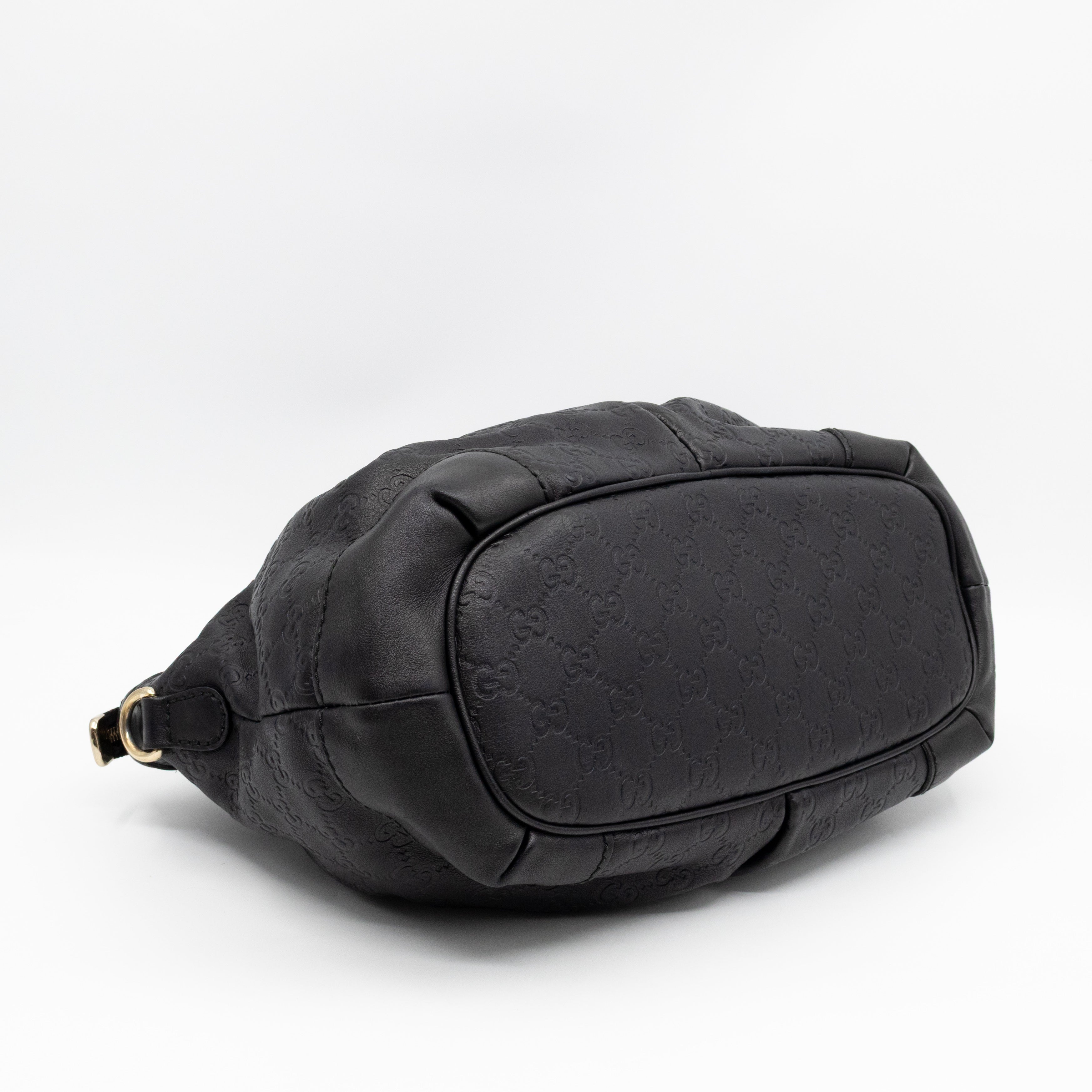 Sukey Medium Top Handle Tote Black Guccissima Leather