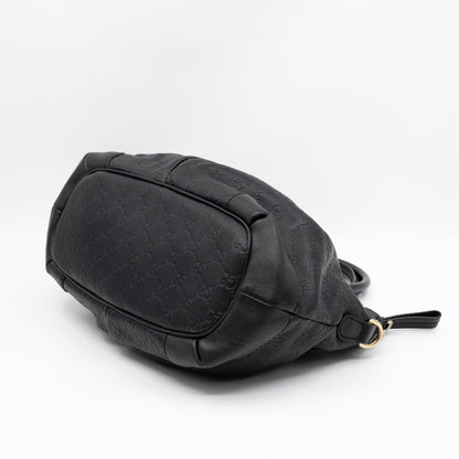 Sukey Medium Top Handle Tote Black Guccissima Leather