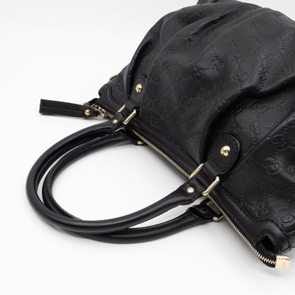 Sukey Medium Top Handle Tote Black Guccissima Leather