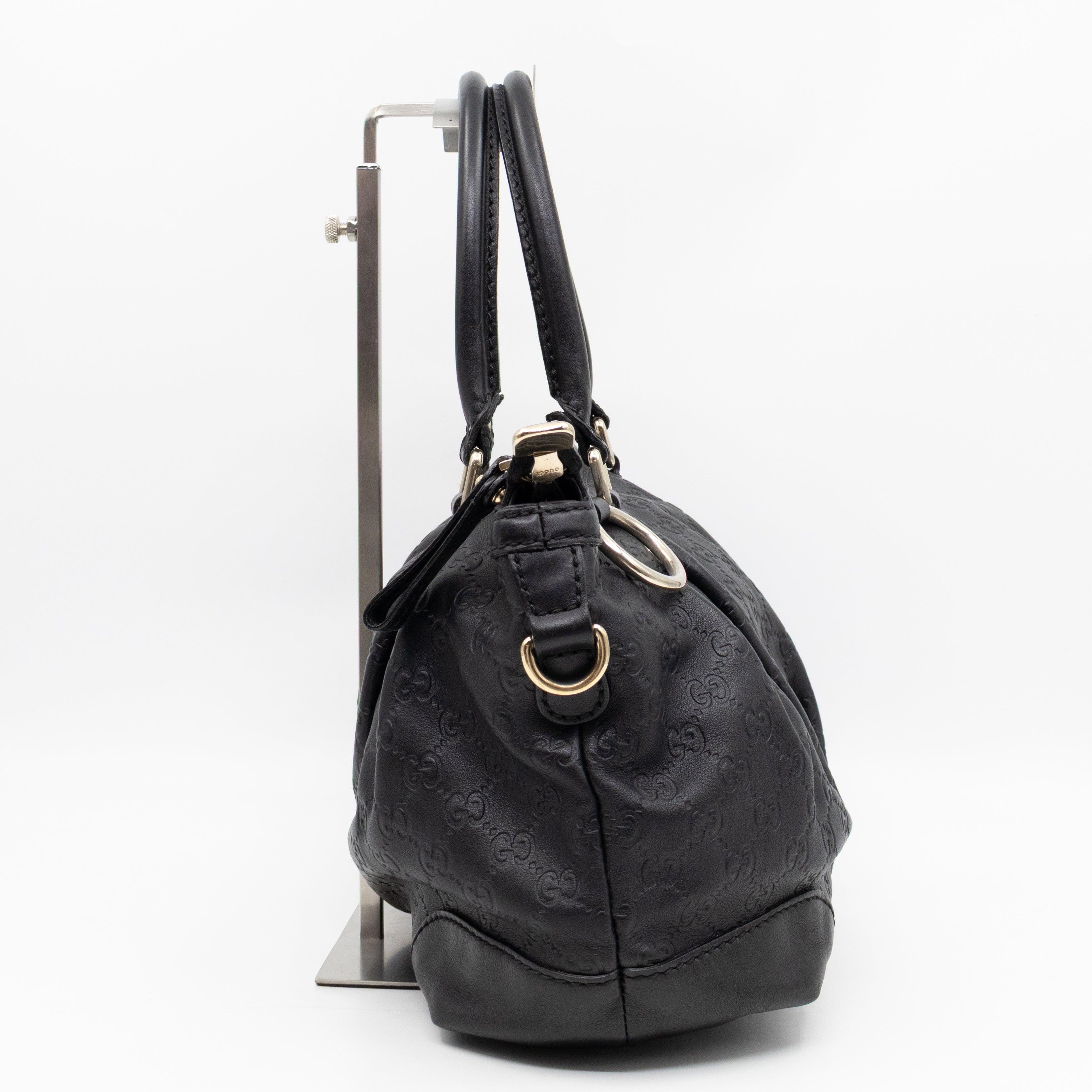 Sukey Medium Top Handle Tote Black Guccissima Leather