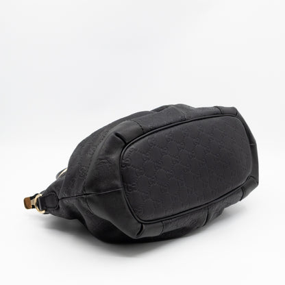 Sukey Medium Top Handle Tote Black Guccissima Leather