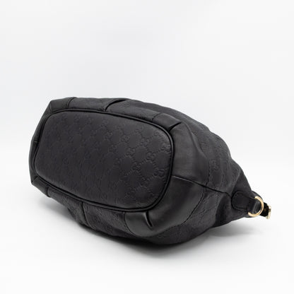 Sukey Medium Top Handle Tote Black Guccissima Leather