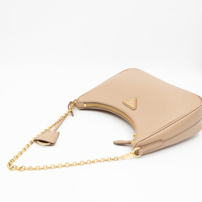 Re-Edition 2005 Cameo Beige Saffiano Leather