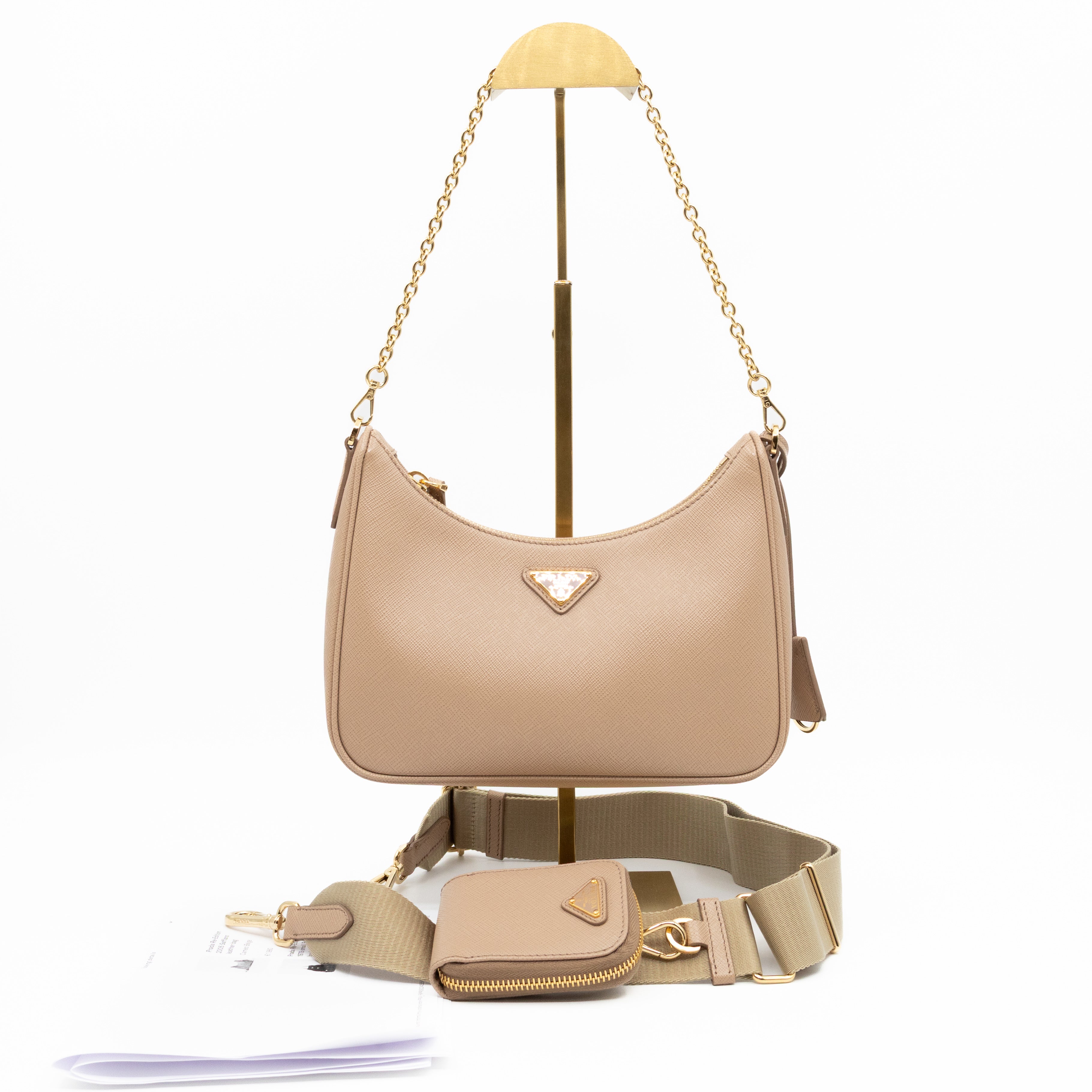 Re-Edition 2005 Cameo Beige Saffiano Leather