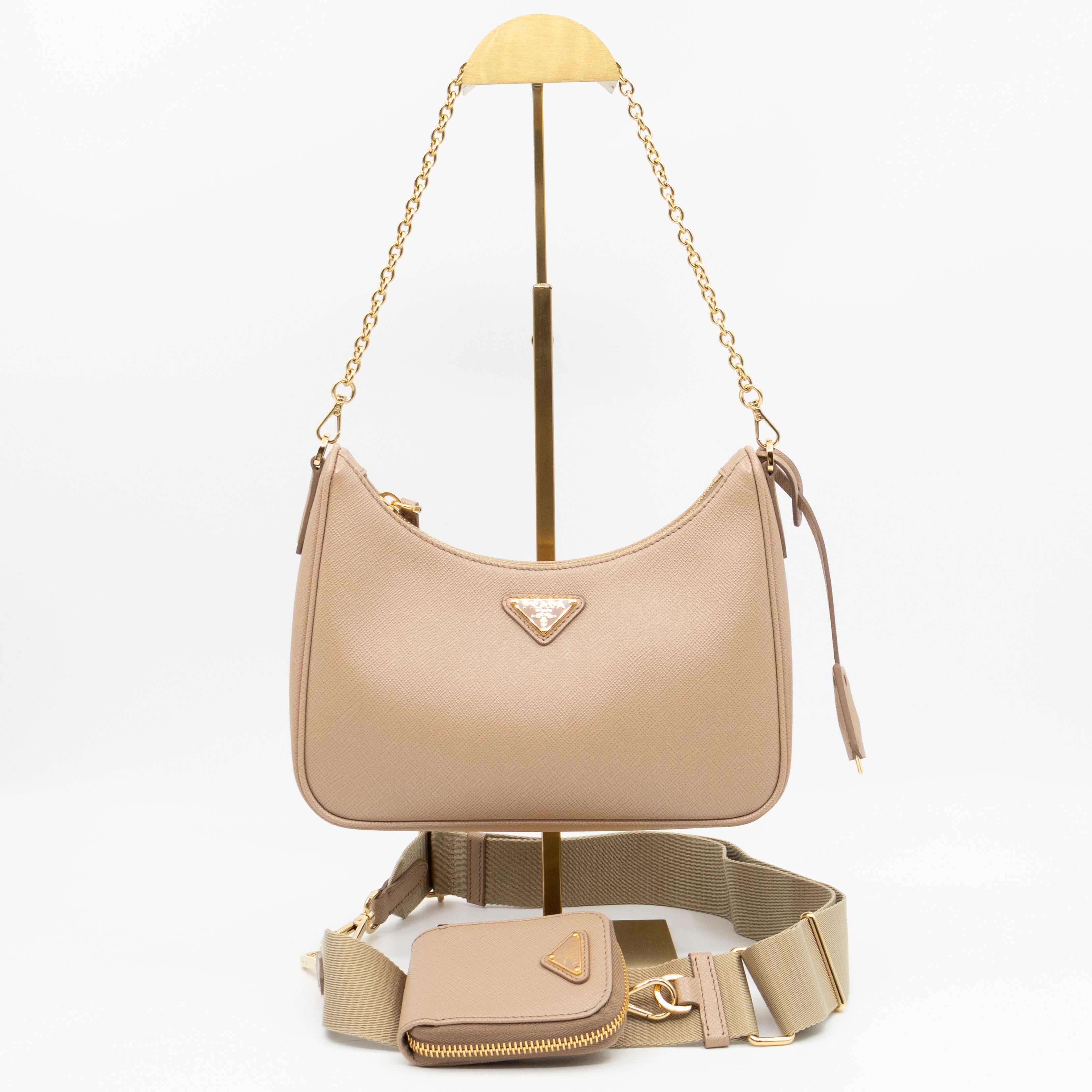 Re-Edition 2005 Cameo Beige Saffiano Leather