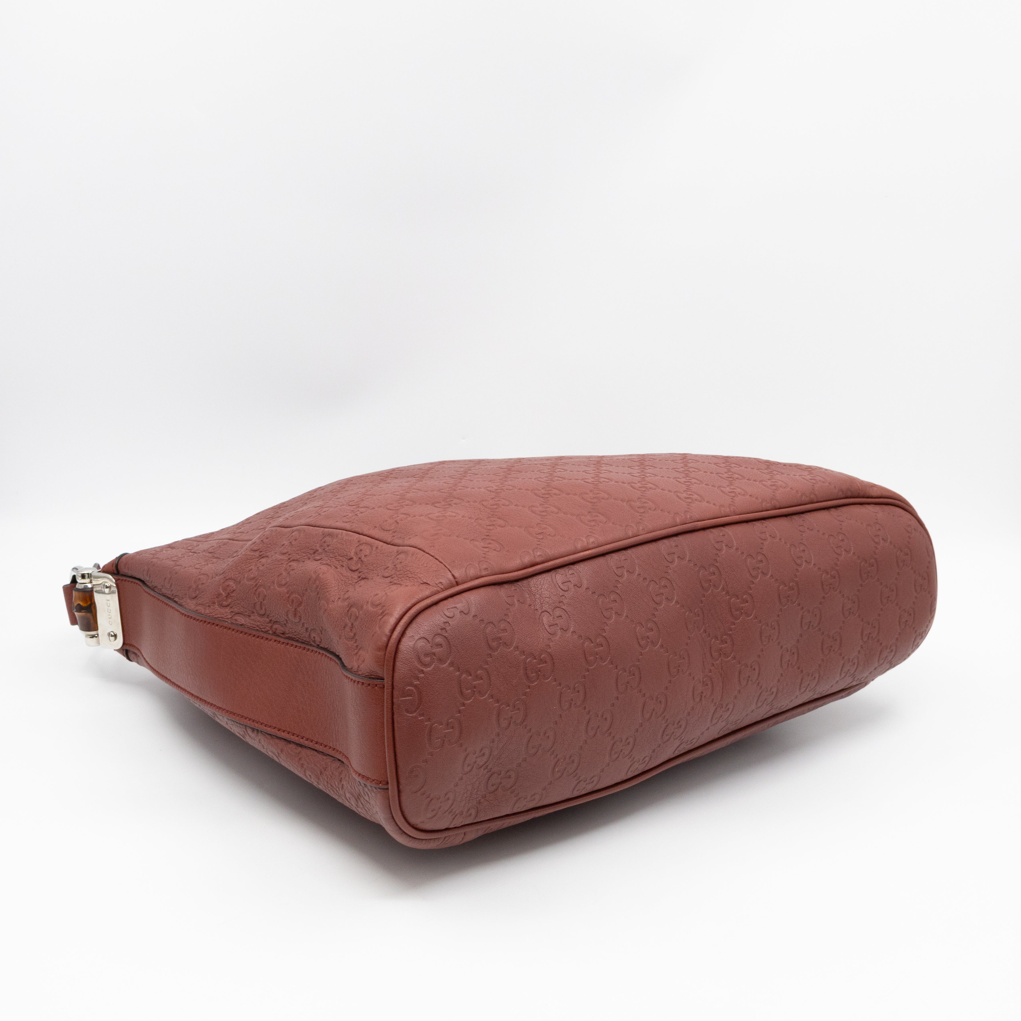 Bamboo D-Ring Hobo Large Burgundy Guccissima Leather