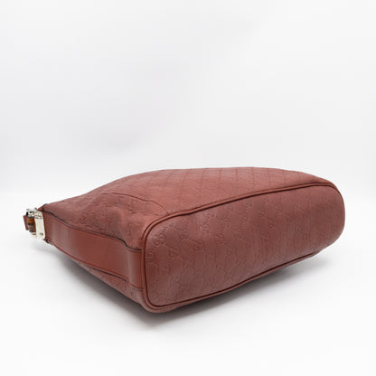 Bamboo D-Ring Hobo Large Burgundy Guccissima Leather