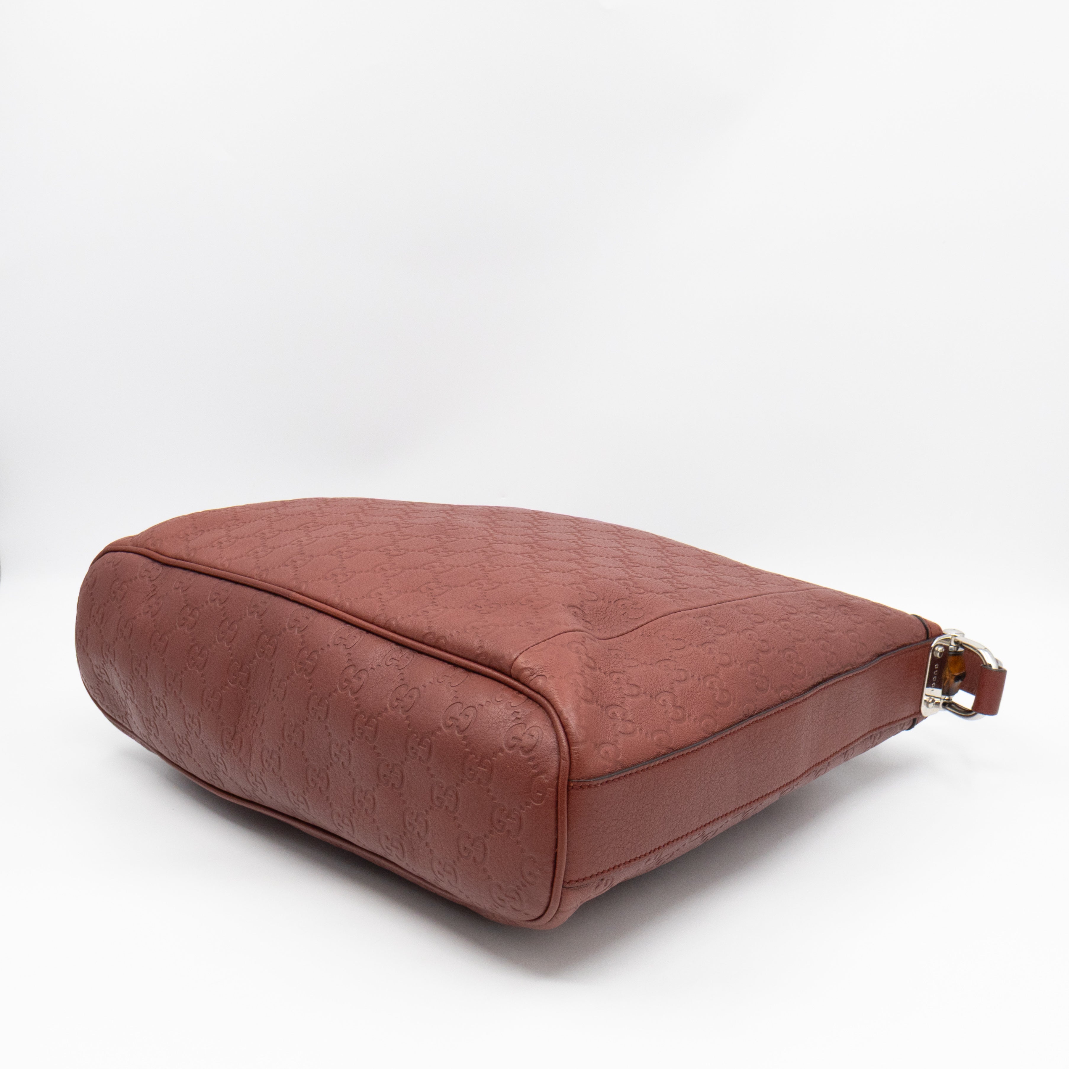 Bamboo D-Ring Hobo Large Burgundy Guccissima Leather