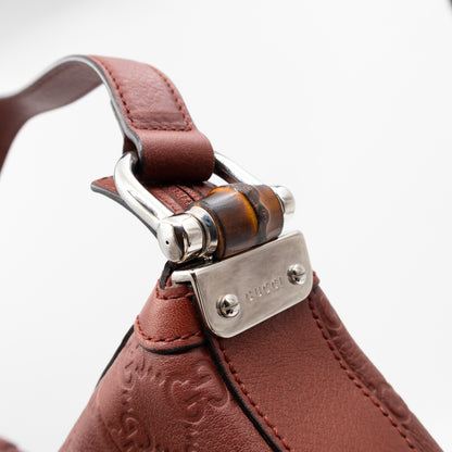 Bamboo D-Ring Hobo Large Burgundy Guccissima Leather