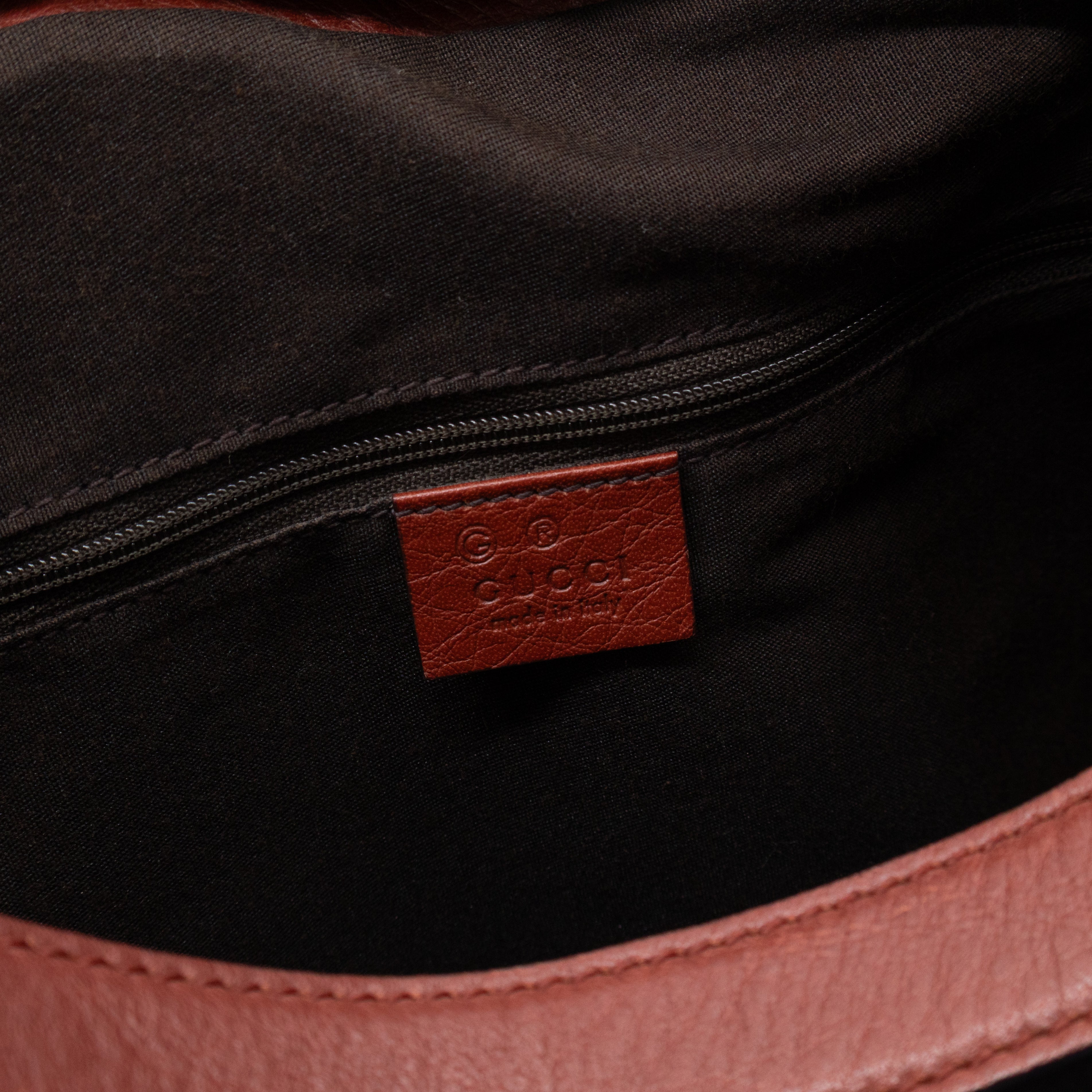 Bamboo D-Ring Hobo Large Burgundy Guccissima Leather