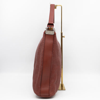 Bamboo D-Ring Hobo Large Burgundy Guccissima Leather