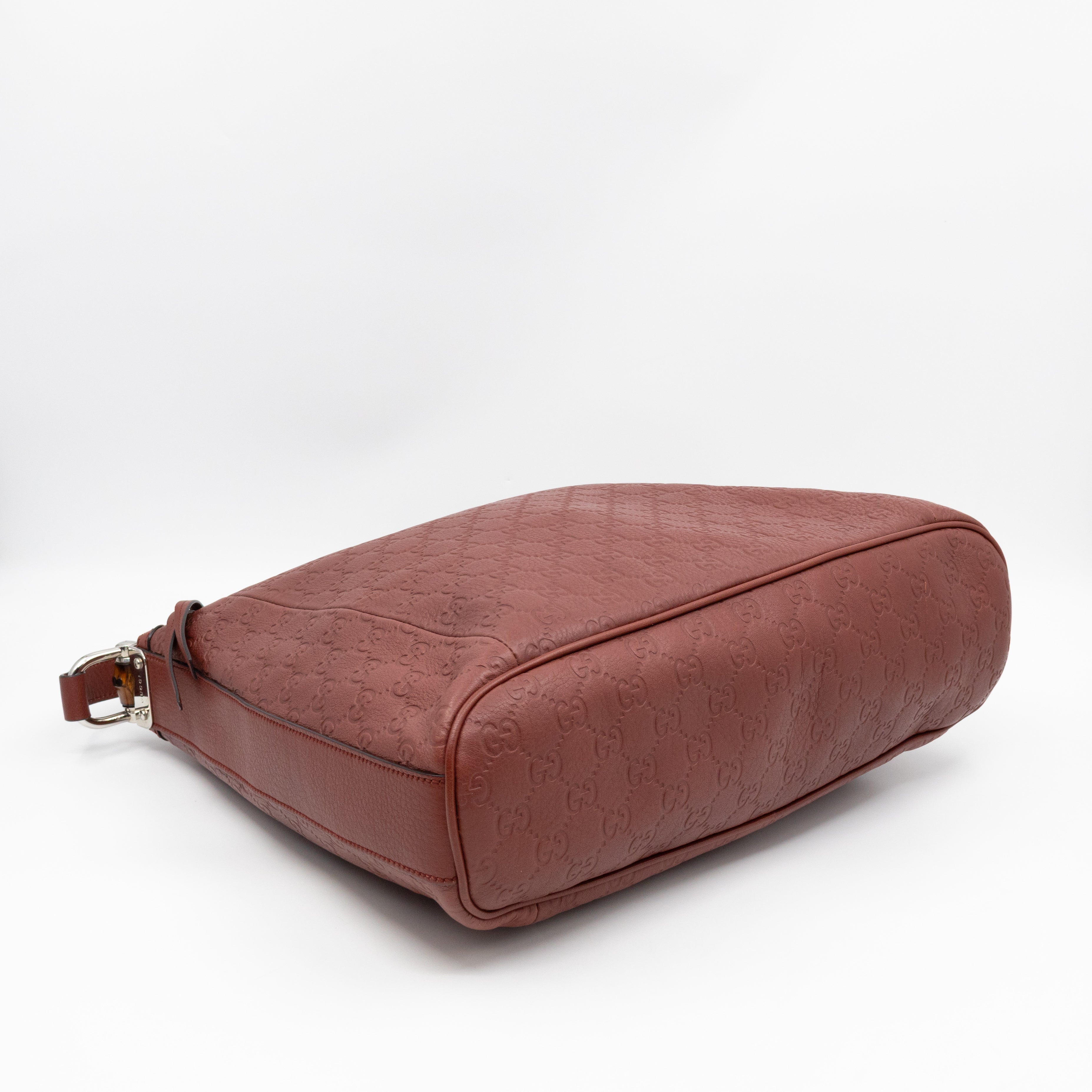 Bamboo D-Ring Hobo Large Burgundy Guccissima Leather