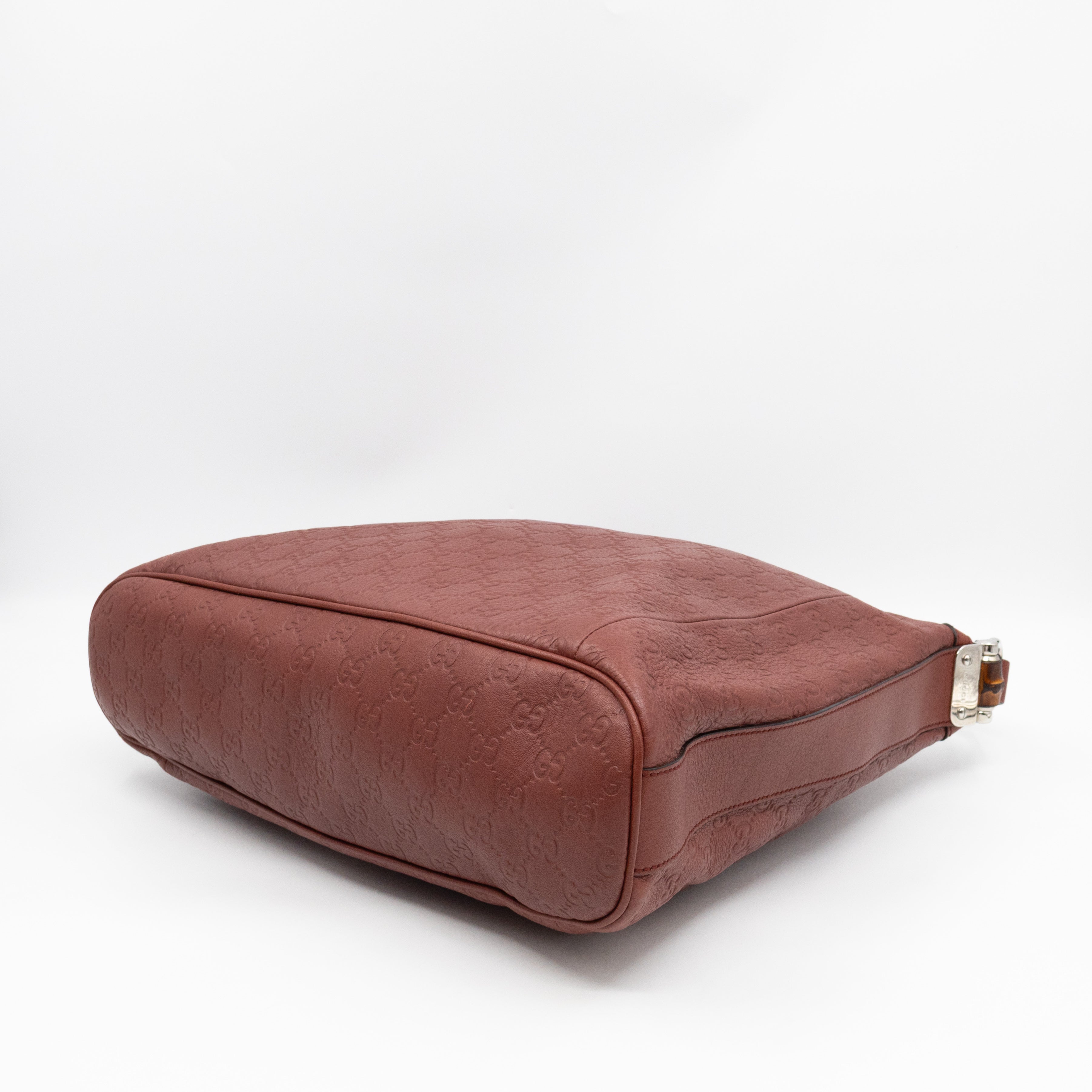 Bamboo D-Ring Hobo Large Burgundy Guccissima Leather