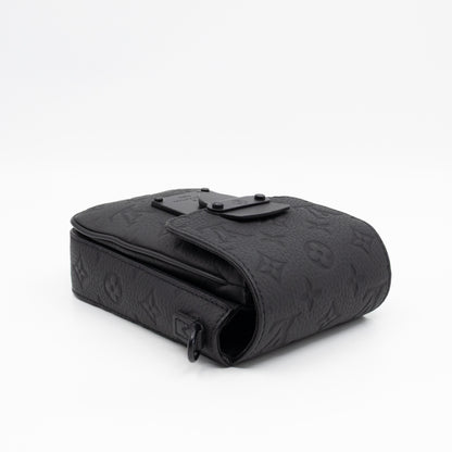 S-Lock Vertical Wallet Black Taurillon Monogram Leather