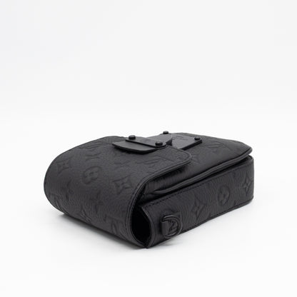 S-Lock Vertical Wallet Black Taurillon Monogram Leather