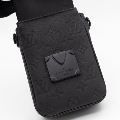 S-Lock Vertical Wallet Black Taurillon Monogram Leather