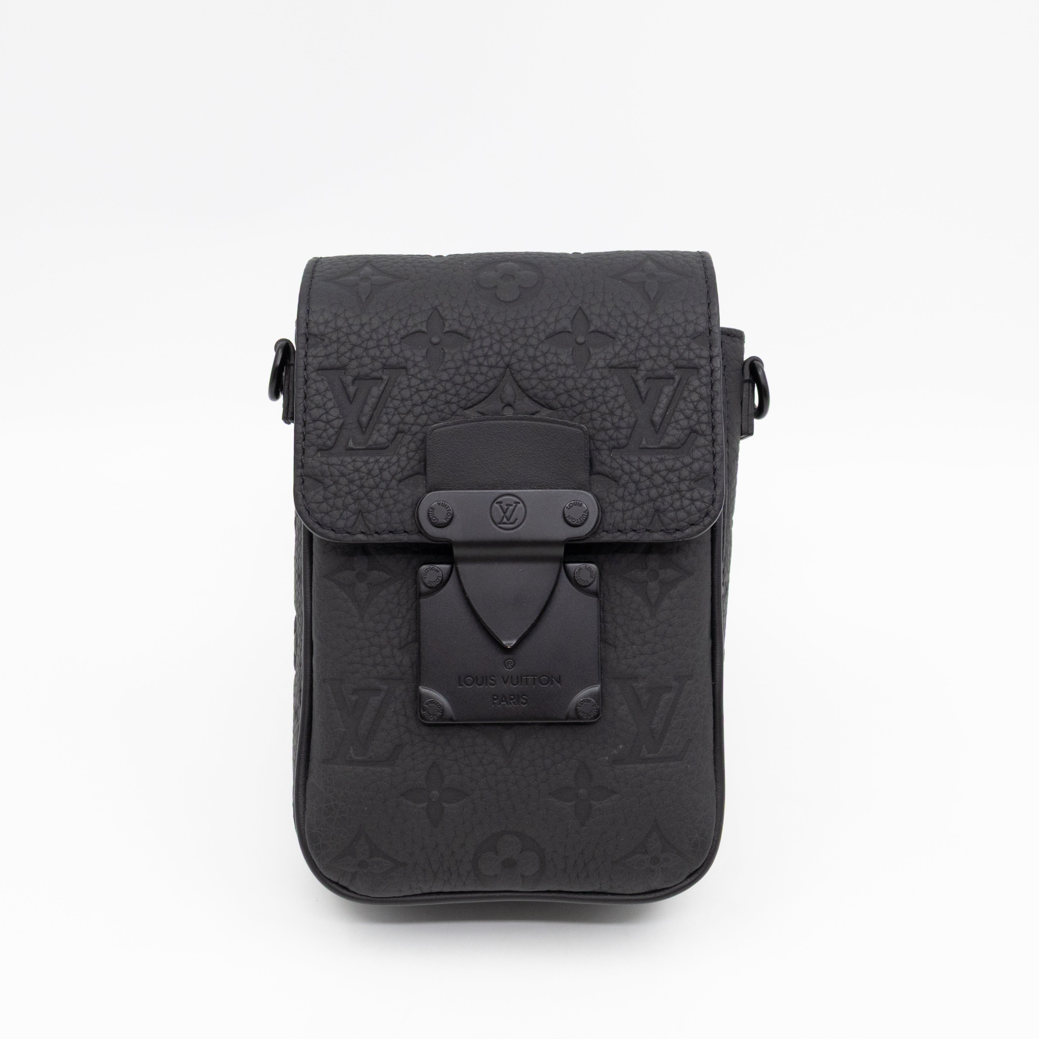 S-Lock Vertical Wallet Black Taurillon Monogram Leather