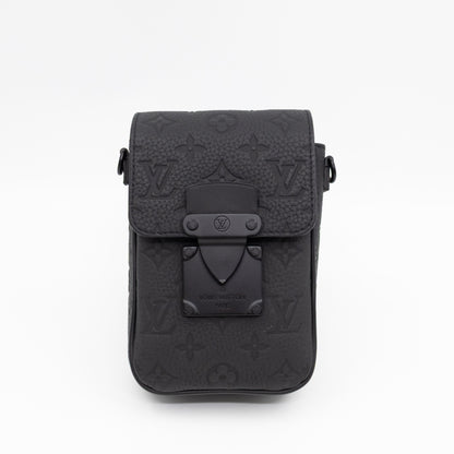 S-Lock Vertical Wallet Black Taurillon Monogram Leather