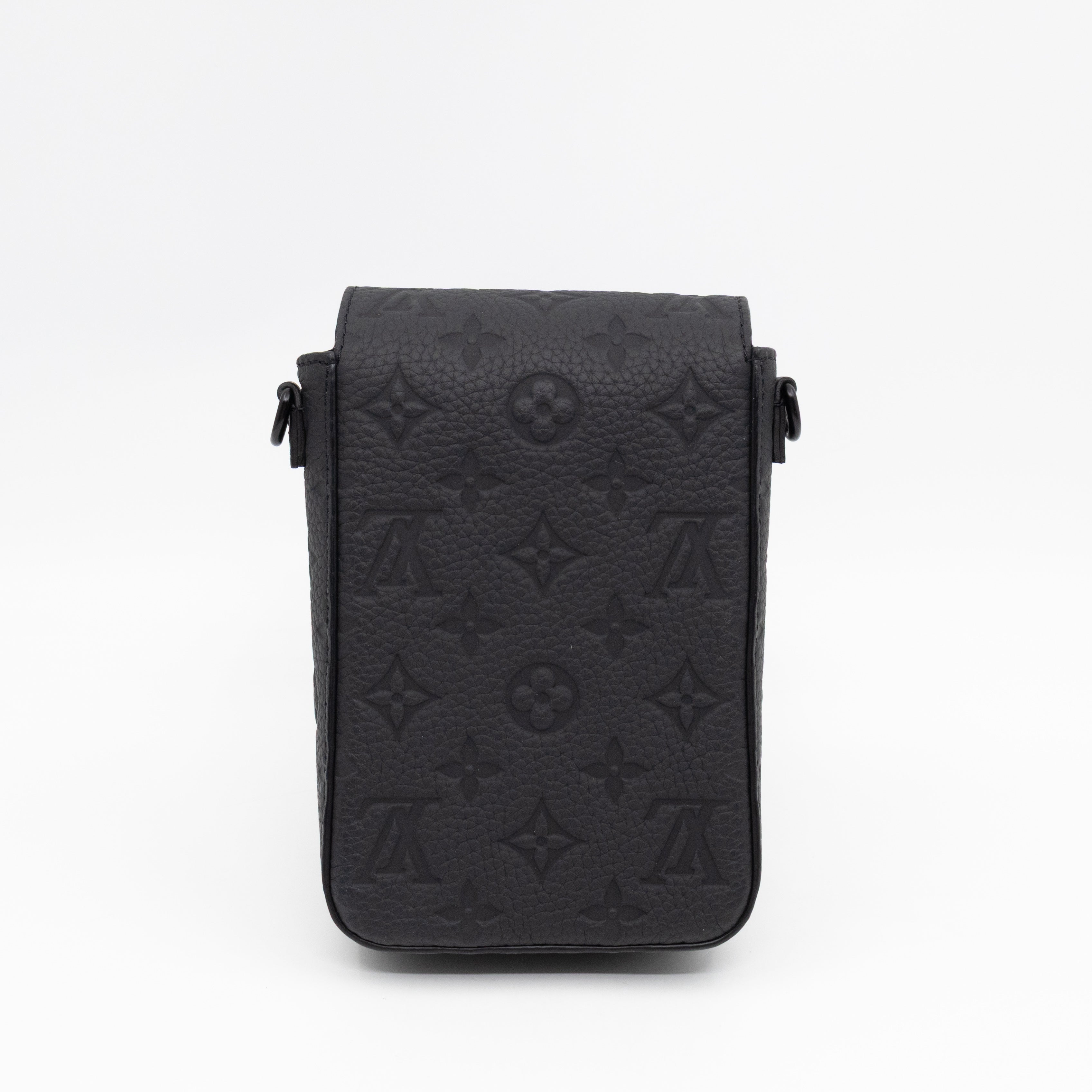 S-Lock Vertical Wallet Black Taurillon Monogram Leather