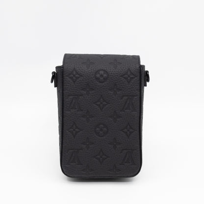 S-Lock Vertical Wallet Black Taurillon Monogram Leather