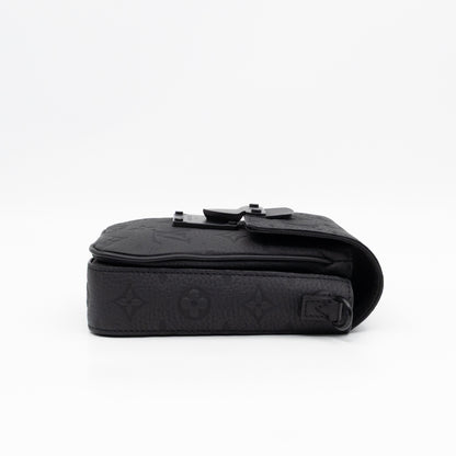 S-Lock Vertical Wallet Black Taurillon Monogram Leather