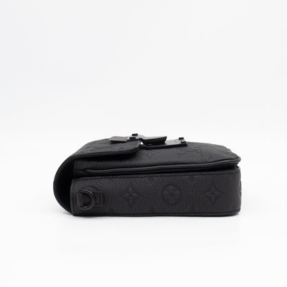 S-Lock Vertical Wallet Black Taurillon Monogram Leather