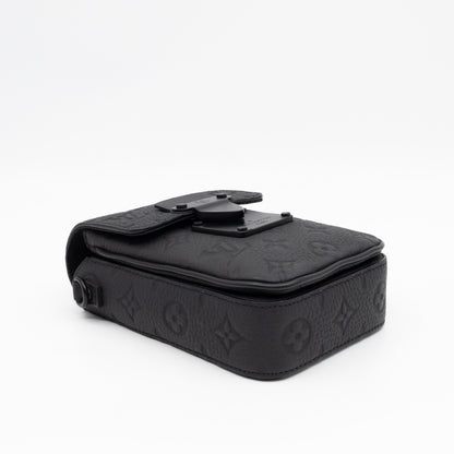 S-Lock Vertical Wallet Black Taurillon Monogram Leather