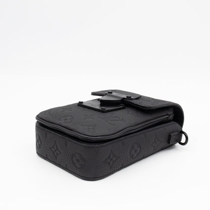 S-Lock Vertical Wallet Black Taurillon Monogram Leather