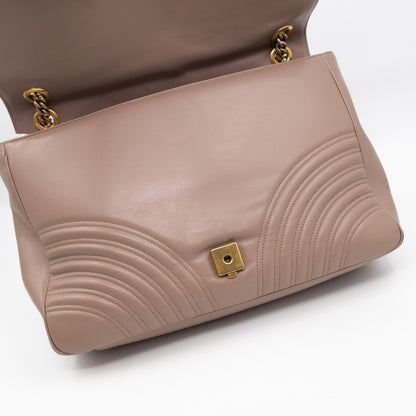 GG Marmont Large Flap Shoulder Bag Beige Leather