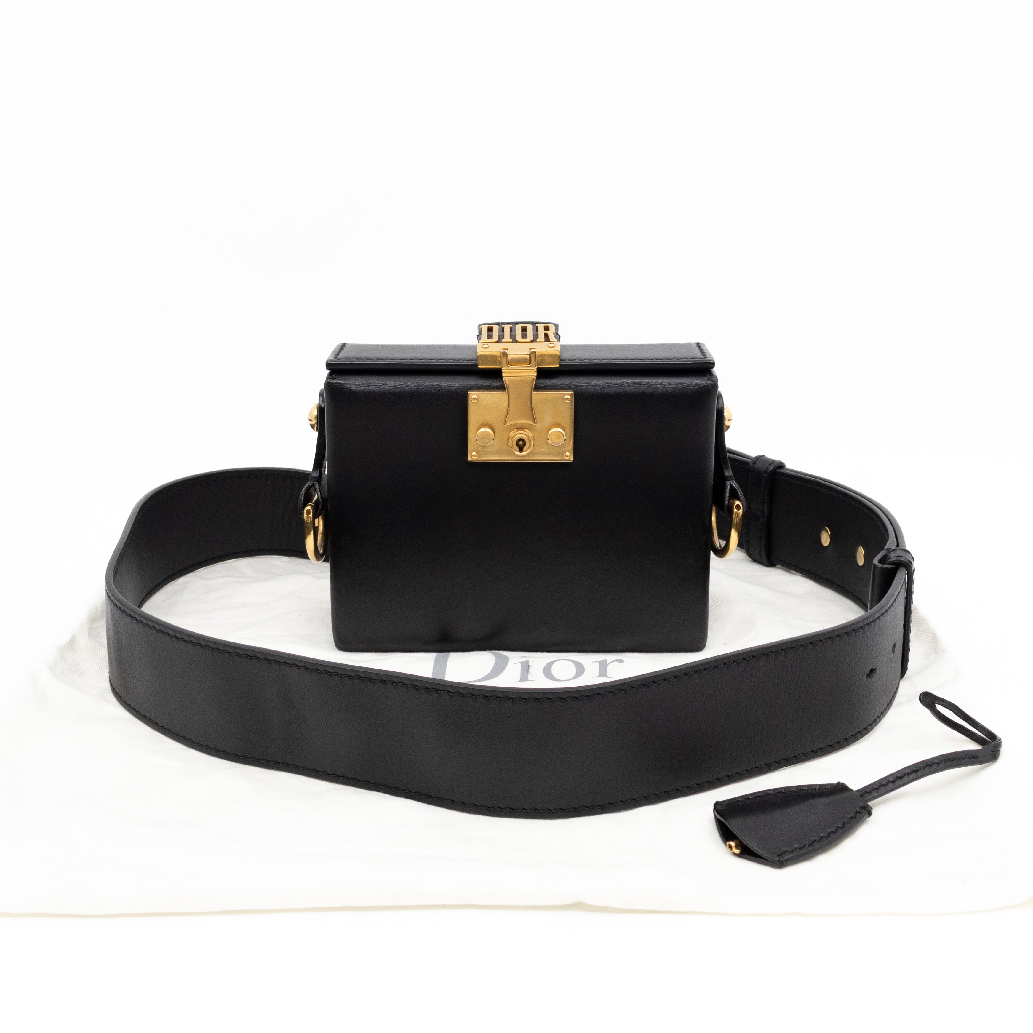Dioraddict Lockbox Bag Small Black Leather