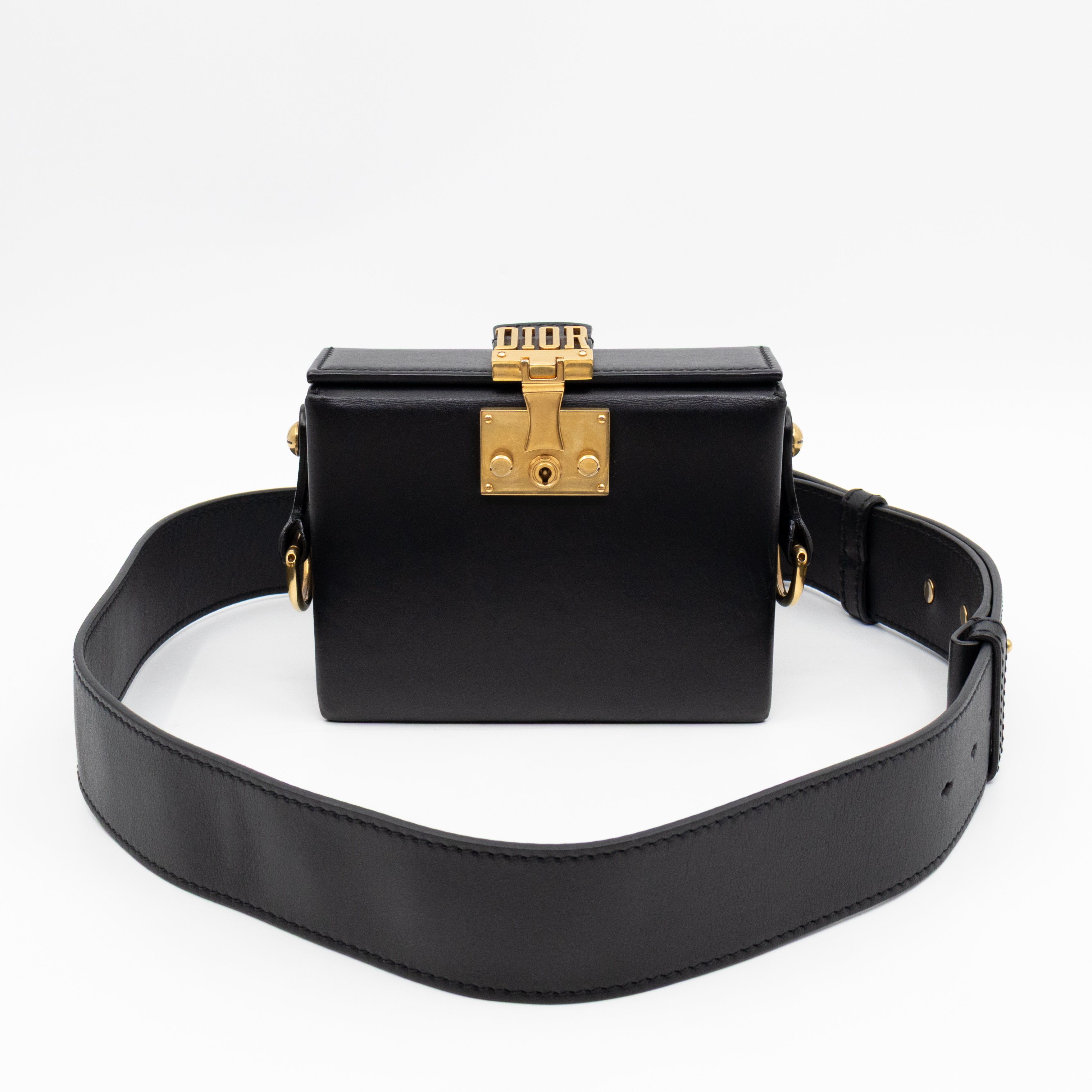 Dioraddict Lockbox Bag Small Black Leather