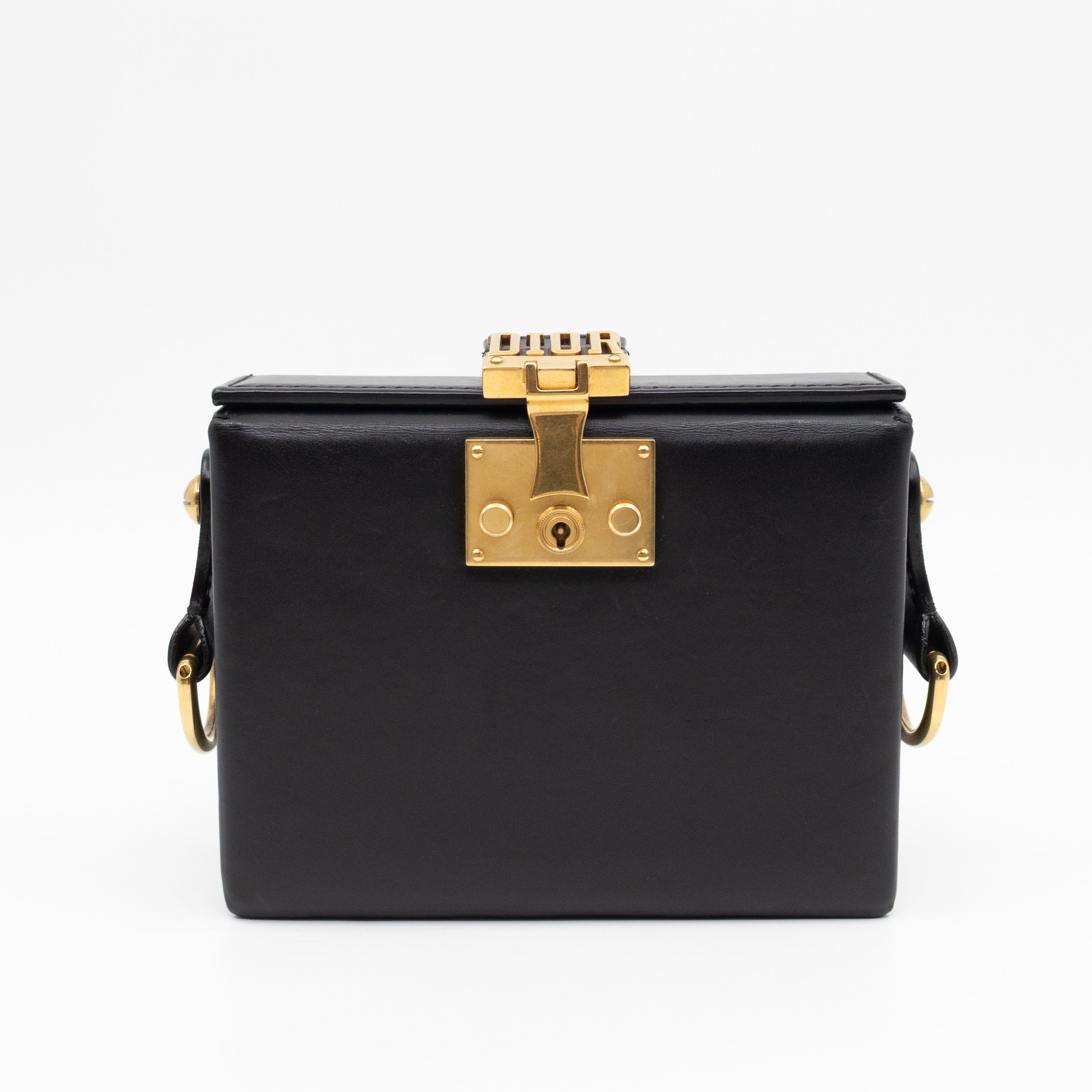 Dioraddict Lockbox Bag Small Black Leather