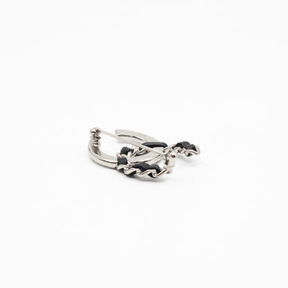 CC Crystal & Leather Silver-tone Brooch