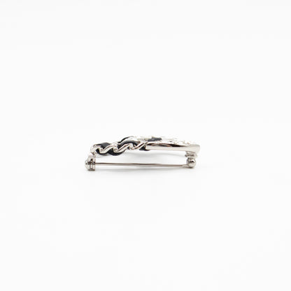 CC Crystal & Leather Silver-tone Brooch