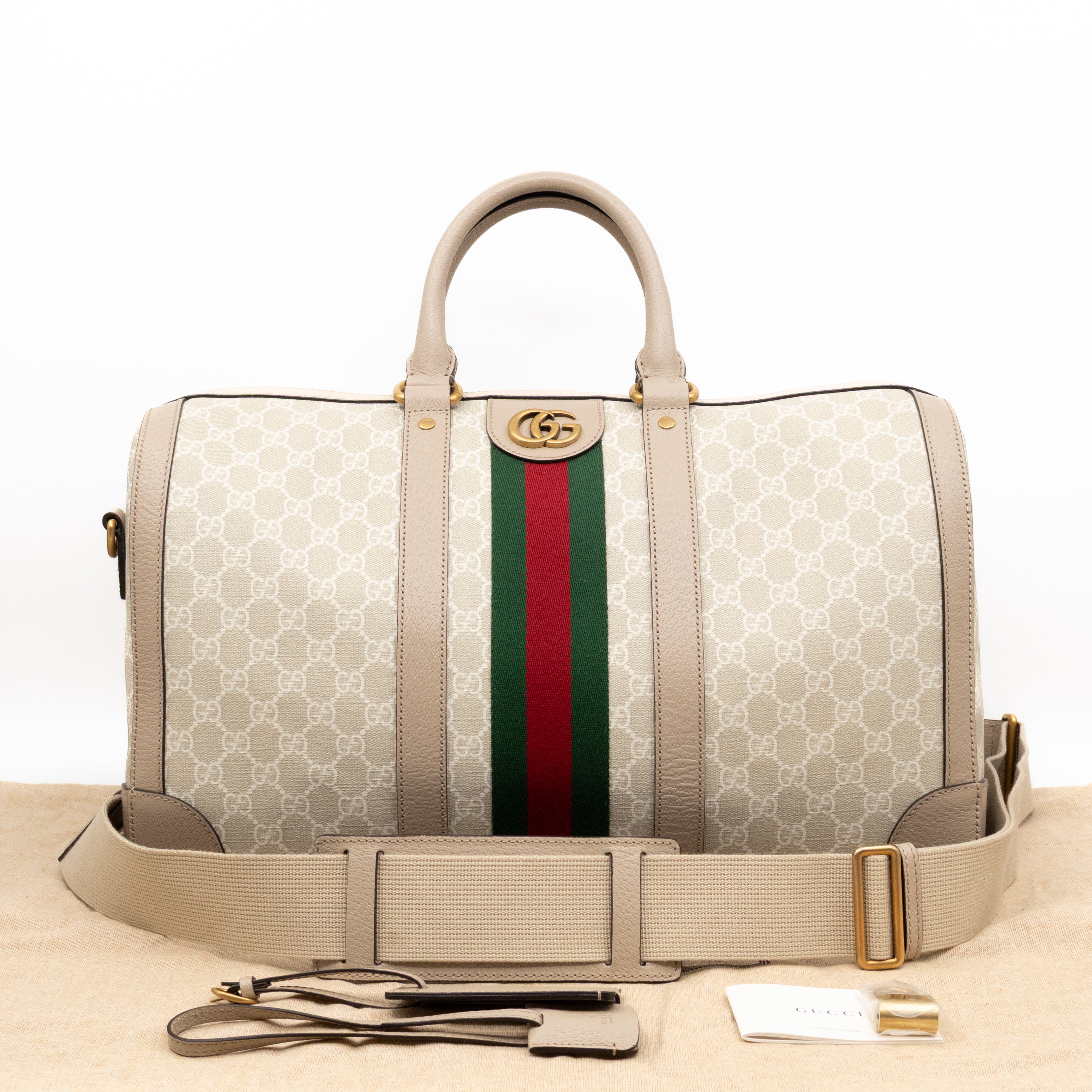Savoy Medium Duffle Bag Beige GG Supreme