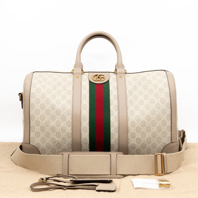 Savoy Medium Duffle Bag GG Supreme Beige Leather