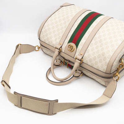 Savoy Medium Duffle Bag GG Supreme Beige Leather