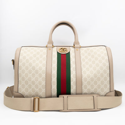 Savoy Medium Duffle Bag GG Supreme Beige Leather