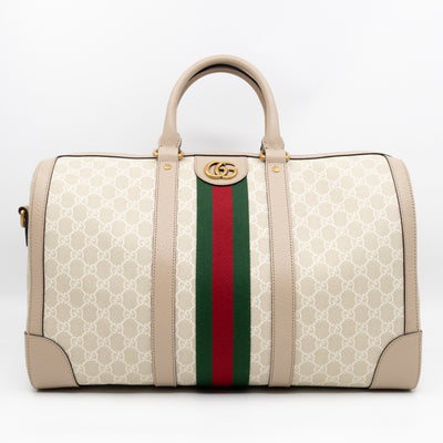 Savoy Medium Duffle Bag GG Supreme Beige Leather