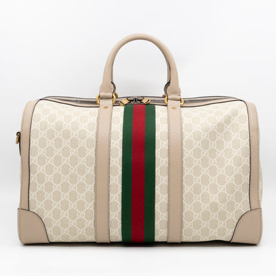 Savoy Medium Duffle Bag GG Supreme Beige Leather